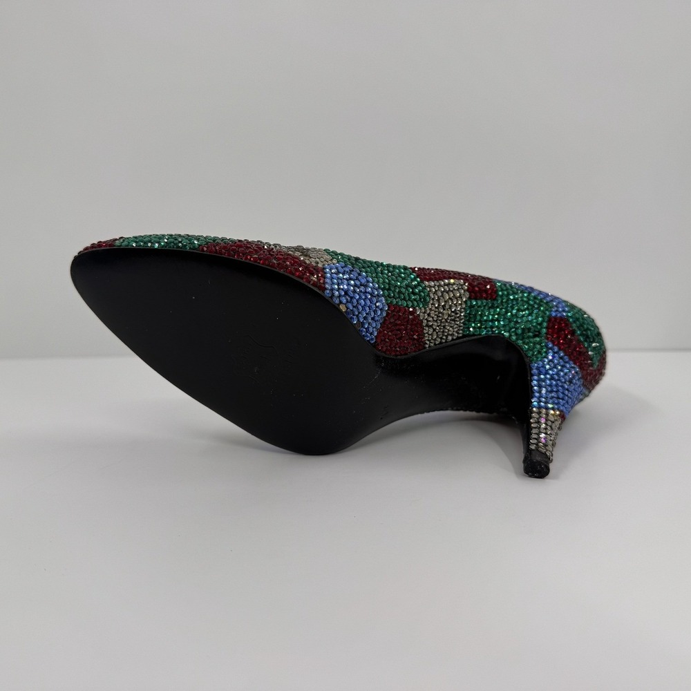 Stuart Weitzman Martinique Women's 7.5 Rhinestone Pump Multi Color Heels Leather - Picture 11 of 16